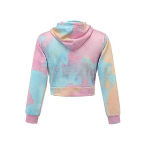 Cravate teinture à capuche Crop 2025 nouveauté cravate teinture 100% coton à capuche haut court femmes à manches longues culture capuche - Product Image 2