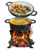 Impression de logo gratuite, bouilloire en fonte détachable, pot en fonte 5/8/10/15L avec plaque de cuisson grill