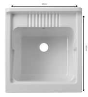 Lavabo en plastique Negrari italien certifié CE, polyvalent, auto-drainant, écologique, résistant aux acides, 45x50x30cm, kit de fixation murale