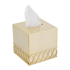 Porte-mouchoirs de haute qualité en acier inoxydable avec finition plaquée or brillant, forme carrée, boîte à mouchoirs pour voiture, bureau et maison - Product Image 1