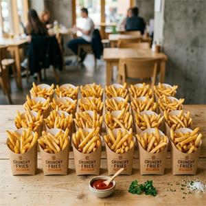 กล่องเฟรนช์ฟรายส์ไก่ทอดแบบนำกลับบ้านสำหรับธุรกิจ พร้อมโลโก้สั่งทำได้ บรรจุภัณฑ์เบอร์เกอร์ไก่เกรดอาหาร พร้อมกล่องกระดาษสำหรับอาหารแบบนำกลับบ้าน - Product Image 2