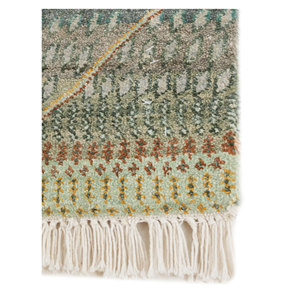 Alfombra de Seda Anudada a Mano Manchaha Verde con Patrón Geométrico para Sala de Estar, Alfombra Rectangular para Pasillo, Alfombra de Estilo Puzzle para Coche-LPS-18 - Product Image 4