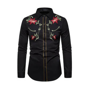 Venta caliente de manga larga de diseño único camisa bordada para hombres Venta caliente servicio OEM tamaño personalizado camisas bordadas para la venta - Product Image 3