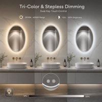 Miroir de salle de bain ovale rétroéclairé pour hôtel, avec cadre LED anti-buée en aluminium, personnalisé, par un fournisseur de fabricants éco-responsables