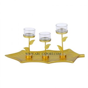 Bougeoir en acier inoxydable poli miroir brillant Chandelier fantaisie à 3 bras pour décoration de table de mariage Candélabre de vente chaude - Product Image 3