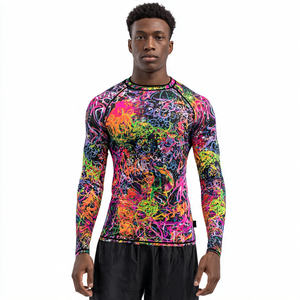 Entrenamiento Swim Rash Guard Top Hombres Athletic Quick Dry Beach Wear 100% Poliéster Rash Guard Hombres Manga larga Impreso Athletic Top - Product Image 5