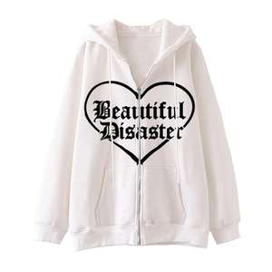 Fermeture éclair femmes serrure sweats vêtements sweats à capuche imprimé surdimensionné à capuche femme grande taille à manches longues fermeture éclair à capuche 2025 vêtements - Product Image 5