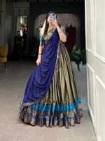 Designer Nouvelle Arrivée Festival Porter Poly Coton Demi Saree Lehenga Georgette Dupatta Zari Tissage Travail Tenue Indienne À Vendre