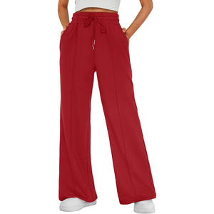 Pantalons de jogging pour femmes à taille haute, amples, décontractés, à jambes larges, avec cordon de serrage, élastiques, pantalons de sport - Product Image 1