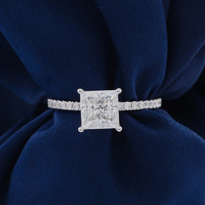 Luxury 18K White Gold Plated Rose Gold Plated Princess Cut 925 Sterling Silver <b>Adjustable</b> Fine Wedding Engagement <b>Ring</b> Women - Product Image 2
