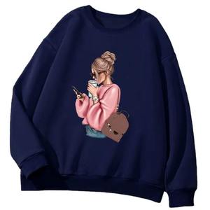 Sweat-shirt à col montant surdimensionné pour femme, imprimé, respirant, tissu d'hiver et d'automne, décontracté, logo personnalisé - Product Image 1