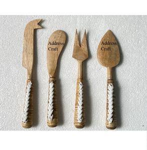 Recién llegado, elegante herramienta de corte de queso de madera de Acacia, mango de ratán tejido, esparcidor de madera, rebanador, mango de ratán decorativo, cubiertos - Product Image 2