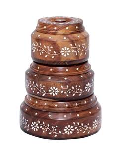 Ensemble de récipients pour fruits secs pliables en bois incrusté blanc 500g de noix de cajou 350g d'amande 300g de raisins secs pour le stockage des aliments dans la cuisine - Product Image 1