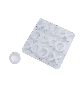 Mármol y latón incrustaciones Tic Tac toe juego divertido juego de juguetes de escritorio juguetes de entrenamiento de pensamiento lógico para niños mejor diseñador - Product Image 3