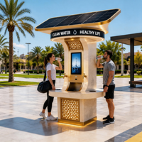 Distributeur d'eau intelligent à énergie solaire, design islamique, recharge USB et sans fil, station d'eau publique extérieure