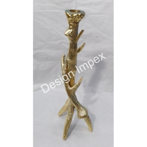 Portable Table Décoratif Chandelier Titulaire Solide En Aluminium Palmier Argent Fini Élégant Bougeoir Pièce Unique Par DI - Product Image 3