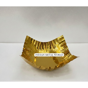 Luxury Designer Gold Finished Aluminium Wavy Platter Modern Hammered Metal Serving Bowl Eco-Friendly Home Decor Chocolate Bowl - Product Image 4