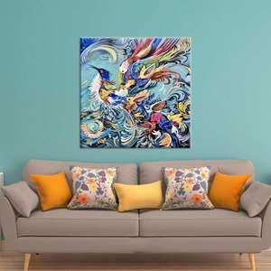 Toile imprimée : Art mural abstrait coloré avec motif d'oiseau phénix, TOILE ENVELOPPEE - Product Image 1