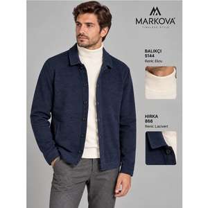 เสื้อเชิ้ตผู้ชาย MARKOVA สีกรมท่า รุ่น 868 ผ้าถักเนื้อนุ่ม เสื้อกันหนาวคุณภาพเยี่ยม ขายดีที่สุด ขายส่ง - Product Image 1