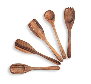 Juego de cuchara y tenedor de madera de bambú hecho a mano para servir y cocinar cubiertos de boda disponibles nuevos diseños. - Product Image 6