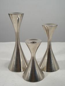 Set of 3 Silver Metal <b>Taper</b> <b>Candle</b> Candlestick Holders - Product Image 4