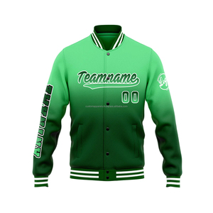 Veste universitaire noire et blanche classique personnalisée à col montant avec logo brodé sur le devant MCACVJ-141 VESTE Letterman monochrome - Product Image 2