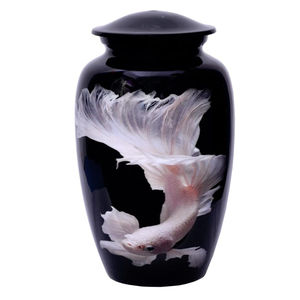 Urna funeraria grande de aluminio esmaltado en color negro de alta calidad para cenizas, urna conmemorativa personalizada para adultos. - Product Image 1