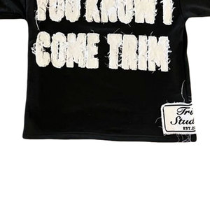 T-shirt coupe carrée solide pour hommes Jersey de coton surdimensionné lourd de haute qualité Broderie en chenille personnalisée T court court - Product Image 5