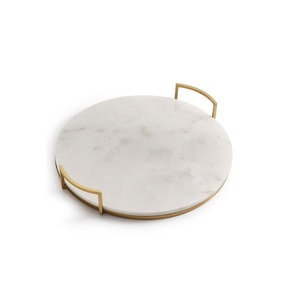Nouveau plateau en marbre pour hôtel maison plateau de service avec poignées en métal fait à la main meilleure qualité plateau en marbre personnaliser la taille en gros - Product Image 3