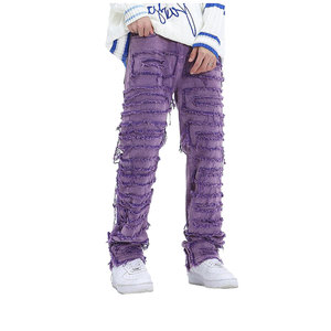 Pantalon empilé pour hommes en toile de haute qualité décontracté taille élastique conception légère épaisseur personnalisable concevoir votre propre vente en gros - Product Image 3