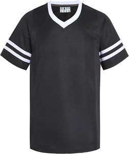 Camiseta Deportiva Negra de Manga Corta con Rayas Blancas, Ligera, de Jersey de Poliéster - Product Image 1
