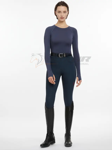 Venta caliente elegante camisa ecuestre transpirable para mujeres verano equitación Top humedad que absorbe el estiramiento tops atléticos - Product Image 6