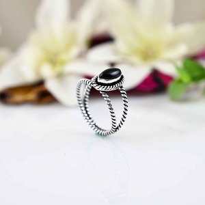 925 Solid <b>Silver</b> Classical <b>Ring</b> Jewelry for Women 925 Sterling <b>Silver</b> Black Onyx Gemstone <b>Boho</b> Style Handmade <b>Ring</b> Gift for Mom - Product Image 4