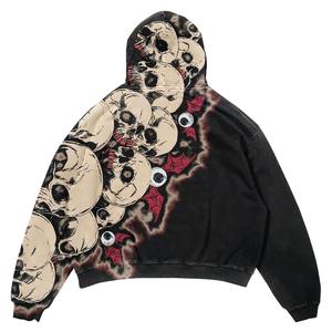 Sweat à capuche surdimensionné 100% coton polaire de haute qualité Logo personnalisé Streetwear lourd lavage à l'acide personnalisé 8 balle à capuche - Product Image 2