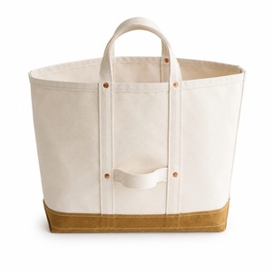 MORGANS INDUSTRIES <b>Canvas</b> <b>Tote</b> Bag Solid Color Open Top Minimalist Style Letters Embroidery All Seasons Use - Product Image 1