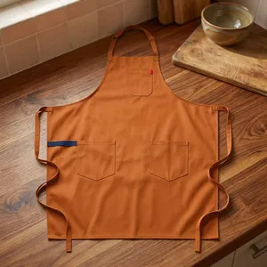 Delantal Clásico sin Mangas, Resistente, Reutilizable, de Lona Naranja, con Múltiples Bolsillos, para Limpieza - Product Image 1