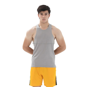 Camiseta de entrenamiento de algodón para hombre, camiseta sin mangas con sisas caídas y ajuste deportivo, secado rápido y transpirable, marca personalizada ecológica - Product Image 3