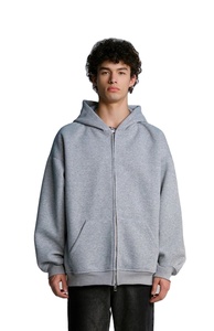 Sweats à capuche pour hommes personnalisés avec fermeture éclair, taille plus, épaules tombantes, 100% coton, motif uni décontracté, hiver, pour sweats à capuche pour hommes - Product Image 5
