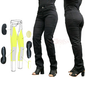 Jeans de moto à logo de marque personnalisé, design côtelé, pour femmes, vêtements de sport homologués CE, pantalon cargo grande taille pour femmes - Product Image 2