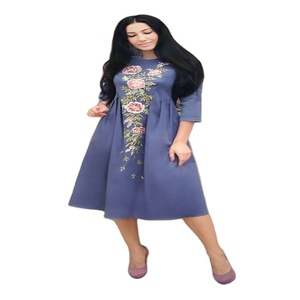 Robe Courte Sexy à Manches Longues et Col en V pour Femme Kanya Libas, Motif Floral Gaufré, Style Moyen-Oriental, Idéale pour les Vacances d'Été - Product Image 1