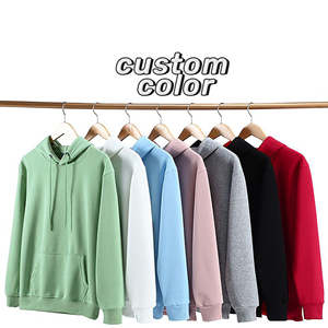 Sweat à capuche décontracté de haute qualité personnalisé d'automne et d'hiver logo de broderie Sweat à capuche ample et confortable en pure laine pour hommes - Product Image 2