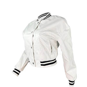 Manches longues longueur courte nouvelles femmes élégantes récolte varsité veste tenue décontracté haut tendance couleur personnalisée femmes culture varsity vestes - Product Image 1