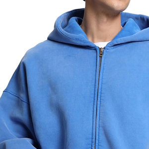 Sweat à capuche surdimensionné de qualité supérieure pour hommes, logo personnalisé, coton, molleton français, lavage à l'acide, double fermeture éclair, fabricants de sweats à capuche OEM - Product Image 6
