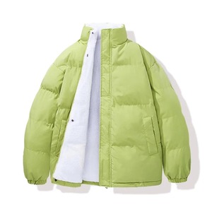 Veste matelassée verte coréenne pour homme Manteaux d'hiver doublés en polaire de couleur unie Streetwear long et chaud à capuche État neuf - Product Image 1