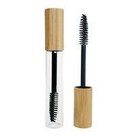 Tubes de brillant à lèvres en verre dépoli vides de luxe de 10ml Tube de mascara en bambou avec brosse