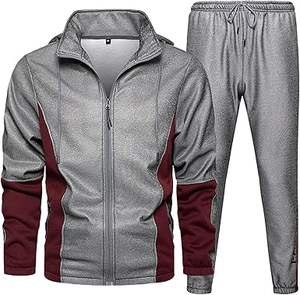 Survêtement d'hiver 2 pièces pour hommes de haute qualité Color Block Sweat à capuche zippé et Slim Fit Jogger Tenues de sport en gros - Product Image 1