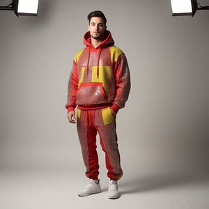 ชุดวอร์มผ้าฟลีซประดับเพชรแบบปรับแต่งได้สำหรับผู้ชาย ดีไซน์ระบายอากาศสำหรับฤดูหนาว - บริการ OEM - Product Image 2