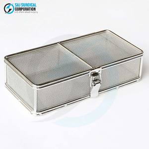 Stainless Steel Manual Wire <b>Mesh</b> <b>Basket</b> Locking Lid Durable Reusable Hospital Sterilization <b>Storage</b> Secure Surgical Instrument - Product Image 1