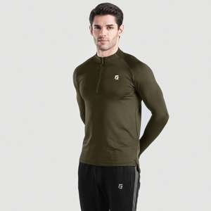 Camiseta Deportiva GAI con Cuello Alto en Color Oliva, Corte Regular para la Temporada de Otoño - Product Image 1