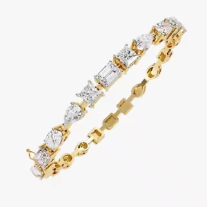 Moissanite Multi Diamond Tennis Chain Bracelet Yellow Rose White Gold Four Prong 925 Sterling Silver - Product Image 2